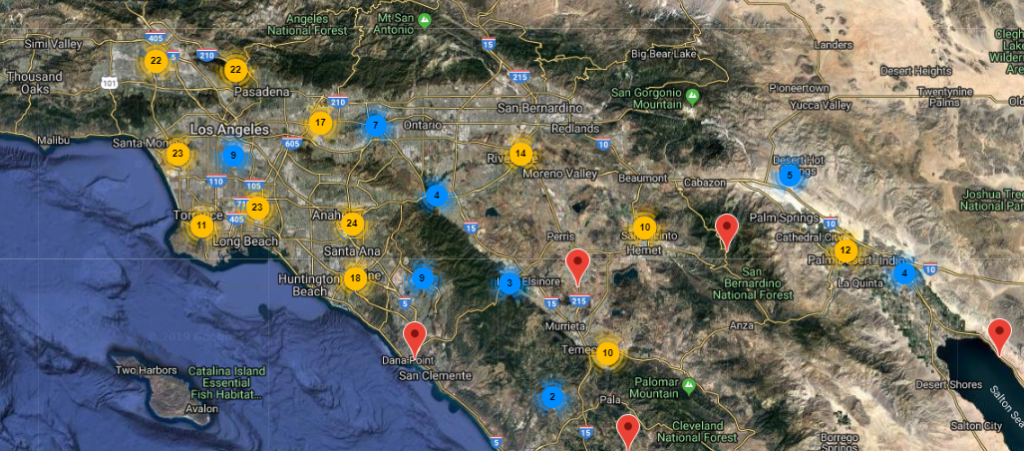 Look at all the Self-Storage Facilities in Southern California